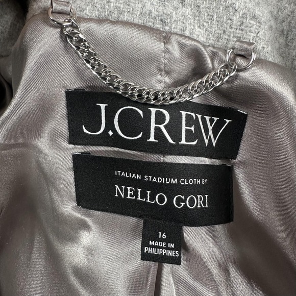 J.Crew Chateau Parka Coat Womens 16 Gray Italian Stadium Cloth Nello Gori Fur - Picture 3 of 16